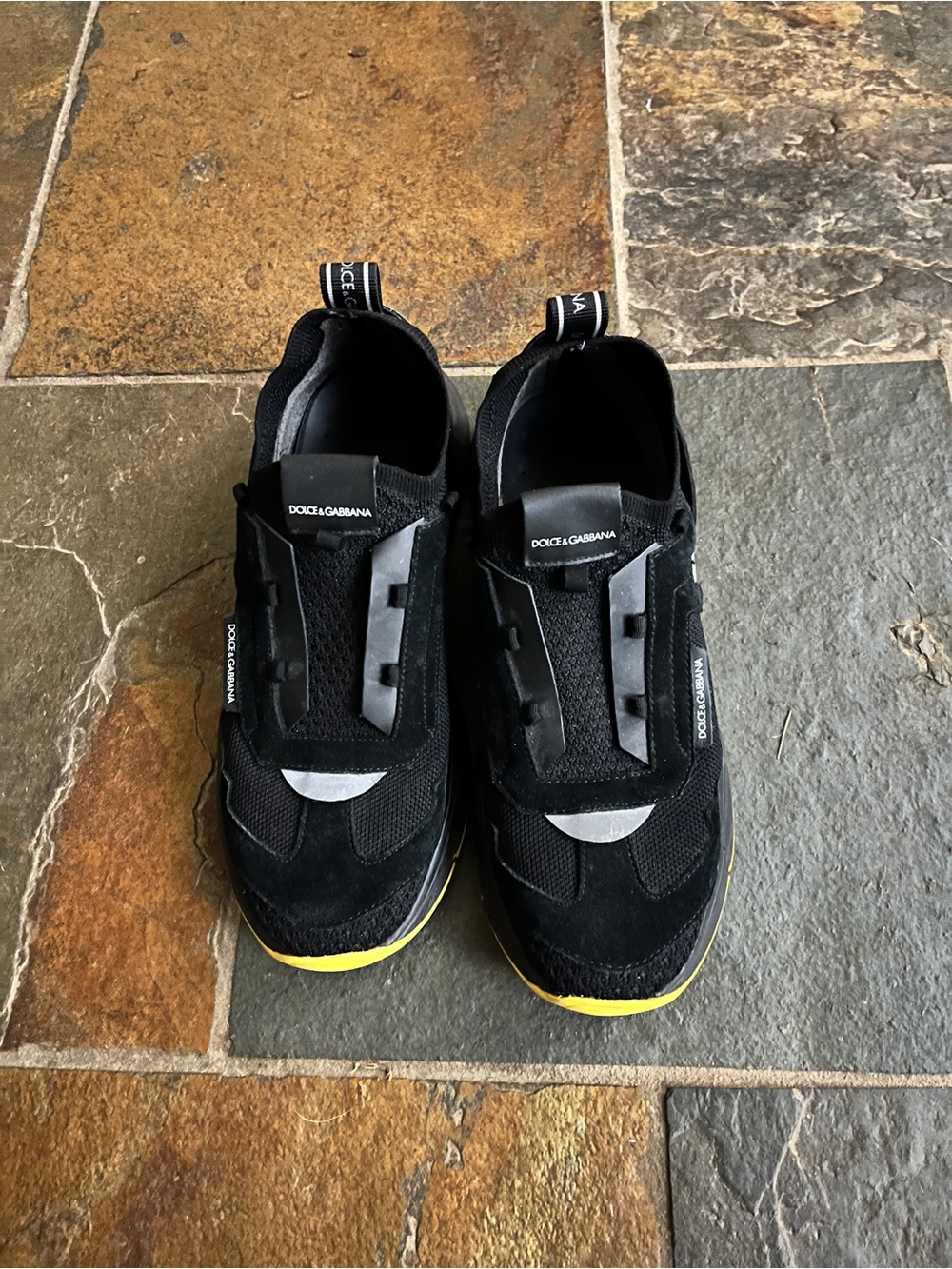 Dolce & Gabbana Women's Black Sneakers with Yellow Accent